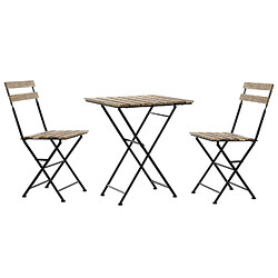 Pegane Ensemble de jardin avec table et 2 fauteuil en bois de pin et métal