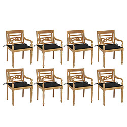 vidaXL Chaises Batavia avec coussins lot de 8 Bois de teck solide