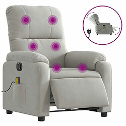 Maison Chic Fauteuil Relax pour salon, Fauteuil inclinable de massage électrique gris clair -GKD20916