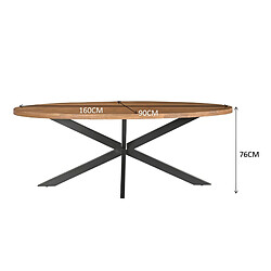 Acheter Moloo BARI-Table à manger Ovale 6 personnes, L160 cm, Manguier, métal noir