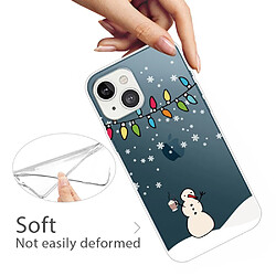 Coque en TPU antichoc, motif de Noël, antichute pour votre iPhone 14 Plus - Bonhomme de neige et thé