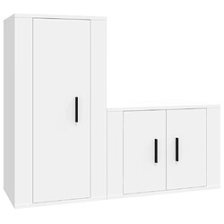 vidaXL Ensemble de meubles TV 2 pcs Blanc Bois d'ingénierie