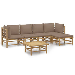 Maison Chic Salon de jardin 6 pcs + coussins - Mobilier/Meubles de jardin - Table et chaises d'extérieur taupe bambou -MN86166