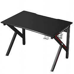 Helloshop26 Bureau gamer table informatique 115 x 75 x 76 cm avec porte-gobelet stable k cadre en acier robuste noir 20_0005672