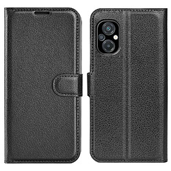 Etui en PU texture litchi, anti-écaillage avec support pour votre Xiaomi Poco M5 4G - noir