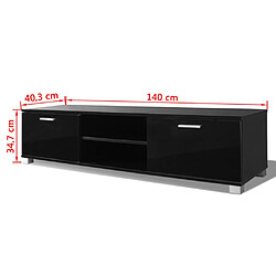 Acheter Helloshop26 Meuble télé buffet tv télévision design pratique à haute brillance noir 140 cm 2502219