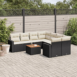 Maison Chic Ensemble Tables et chaises d'extérieur 9 pcs avec coussins,Salon de jardin noir résine tressée -GKD592862