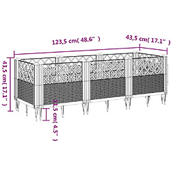 vidaXL Jardinière avec piquets noir 123,5x43,5x43,5 cm PP pas cher