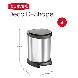 Curver Poubelle à pédale Deco Ovale 5 L Argenté