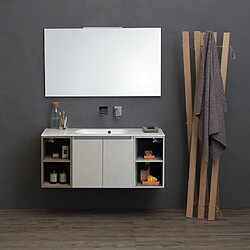 Kiamami Valentina MOBILIER DE SALLE DE BAIN 120CM 2 PORTES GRIS PERLE ET ESPACE JOUR | VALENTINA