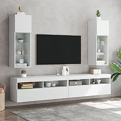 Avis Maison Chic Meuble TV avec lumières LED, Banc TV pour salon, Meuble de rangement blanc 30,5x30x90 cm -GKD44522