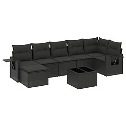 Maison Chic Ensemble Tables et chaises d'extérieur 8 pcs avec coussins,Salon de jardin noir résine tressée -GKD118341