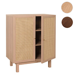 Mendler Highboard HWC-M51, Commode Armoire Sideboard, compartiments de rangement, bois massif Mango Kubu Rattan 98x79x42cm ~ naturel