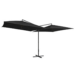 vidaXL Parasol double avec mât en acier 250 x 250 cm Noir