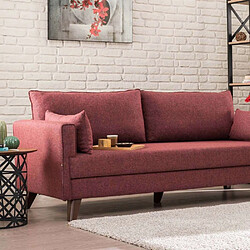 Hanah Home Canapé 3 places convertible en tissu rouge Bella.