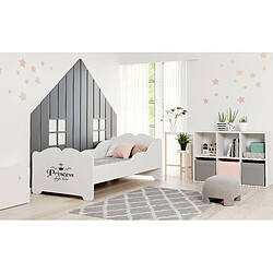 HT MEUBLES Lit enfant fille ALMENA avec matelas et cadre inclus