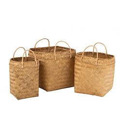 Dansmamaison Set De 3 Panier Carre Rotin Naturel