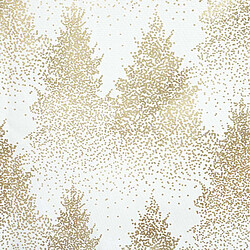 Atmosphera, Createur D'Interieur Nappe de Noël rectangulaire motifs sapins - L. 140 x 240 cm - Blanc et doré