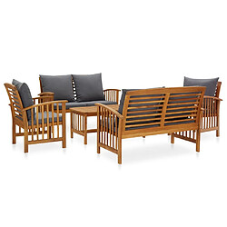 Maison Chic Salon de jardin 5 pcs + coussins - Mobilier/Meubles de jardin - Table et chaises d'extérieur Bois d'acacia solide -MN30756