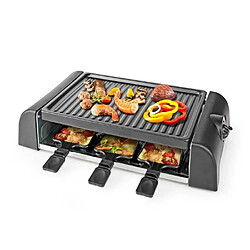 NEDIS Appareil Raclette-Grill-amovible anti adhésive, 1000 W, Inclus : 6 poêlons, Noire cadeau de noël