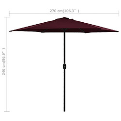 vidaXL Parasol de jardin et mât en aluminium 270x246 cm rouge bordeaux pas cher