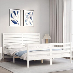 Avis Maison Chic Cadre/structure de lit avec tête de lit pour adulte - Lit Moderne Chambre blanc 160x200 cm bois massif -MN52520