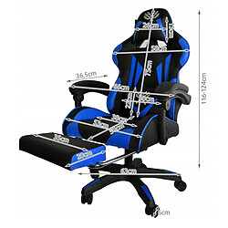 Acheter Malatec GAMER Fauteuil de bureau siège gaming dossier inclinable avec repose-pieds Bleu