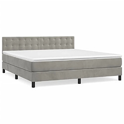 vidaXL Sommier à lattes de lit et matelas Gris clair 160x200cm Velours