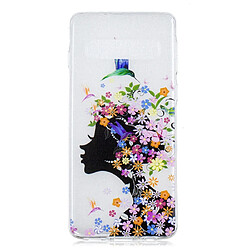 Wewoo Coque Fashion Etui de protection en TPU peint pour Galaxy S10 motif Fille florale