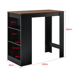 Helloshop26 Table de bar avec rangement bistro haut 110 cm noir et effet noyer 03_0006192