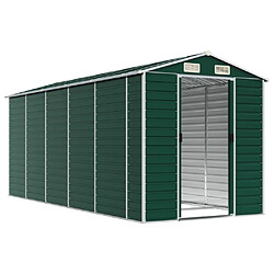 Helloshop26 Abri de jardin cabane cabanon maison de stockage remise extérieur hangar outils robuste 191 x 470 x 198 cm acier galvanisé vert 02_0022351