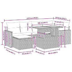 Acheter vidaXL Salon de jardin avec coussins 8 pcs noir résine tressée acacia