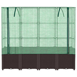 Avis vidaXL Jardinière surélevée avec housse aspect rotin 160x40x153 cm