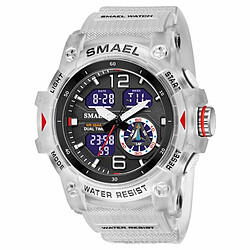 Smael Luxe Hommes Mode Affaires Montre Led Numérique Sport Quartz Montre-Bracelet Décontracté Étanche Montres Transparent Blanc