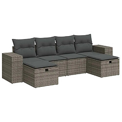 vidaXL Salon de jardin 6 pcs avec coussins gris résine tressée