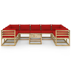 Avis Maison Chic Salon de jardin 10 pcs + coussins - Mobilier/Meubles de jardin - Table et chaises d'extérieur bois de pin imprégné -MN58877