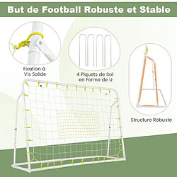 Helloshop26 But de football exterieur 2 en 1 à 187 x 122,5 cm cage de foot avec filet de rebond angle réglable cadre en métal pour 6+ ans blanc 20_0008023