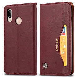 Wewoo Housse Coque Étui en cuir Flip à texture de peau horizontale pour Huawei Y6 2019 / Y6 Pro 2019 / Enjoy 9eavec cadre photo et supportporte-cartes et porte-cartes vin rouge