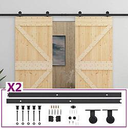 vidaXL Porte coulissante et kit de quincaillerie 100x210 cm Pin massif