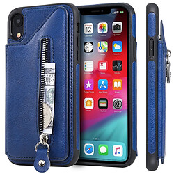 Wewoo Housse Coque Pour étui de protection antichoc à double boucle à fermeture à glissière de couleur solide iPhone XR bleu