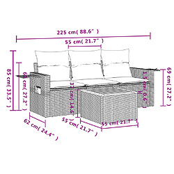 Avis Maison Chic Salon de jardin 4 pcs avec coussins | Ensemble de Table et chaises | Mobilier d'Extérieur gris résine tressée -GKD85498