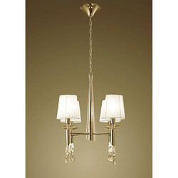 Luminaire Center Suspension Tiffany 4+4 Ampoules E14+G9, doré avec Abat jour blancs & cristal transaparent