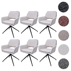 Mendler Lot de 6 chaises de salle à manger HWC-N74, chaise de cuisine, pivotante Auto-Return, tissu Bouclé (540g/m²) Oeko-Tex ~ crème