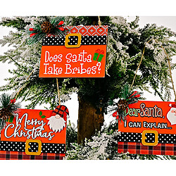 C105 3PCS Pendentif en bois de Noël Courroie d'impression Santa Claus Pendentif Scène de Noël Décoration Ornements de Noël