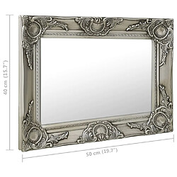 vidaXL Miroir mural style baroque 50x40 cm Argenté pas cher