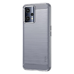 Coque en TPU MOFI Anti-empreintes, texture fibre de carbone, gris pour votre Realme 9 Pro