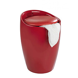 Tabouret de douche rouge - Wenko - Panier à linge intégré