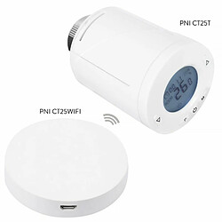 Hub Internet PNI CT25WIFI pour tÃªte thermostatique PNI CT25T; pour le contrÃ´le de la tempÃ©rature des radiateurs de l'application mobile Tuya Smart; l'intÃ©gration dans des scÃ©narios et l'au