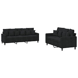 Maison Chic Ensemble de canapés 2 pcs avec coussins, Canapé droit Sofa pour Salon Noir Velours -GKD131391