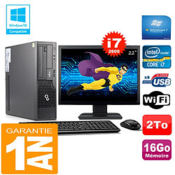 PC Fujitsu Esprimo E500 E85+ SFF Core I7-2600 16Go Disque 2 To Wifi W7 Ecran 22" - Occasion